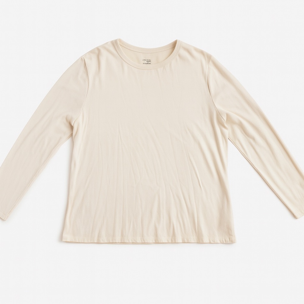 Style & Co Woman Cream Stretch Long Sleeve Tee | Size 2X
